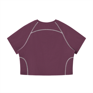Women's Contrast Stitch Raglan Crop T-Shirt – Slim Fit Retro Crop Top