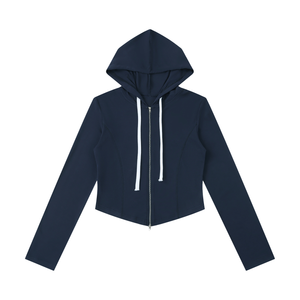 Women's Slim Cropped Full-Zip Hoodie – Fitted Athleisure Sweatshirt