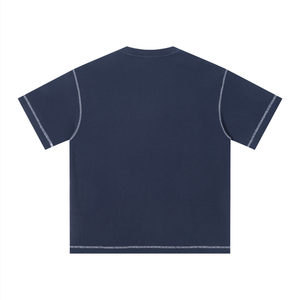 Unisex Vintage Sunfade Waffle Knit Boxy T-Shirt – Oversized Streetwear Tee