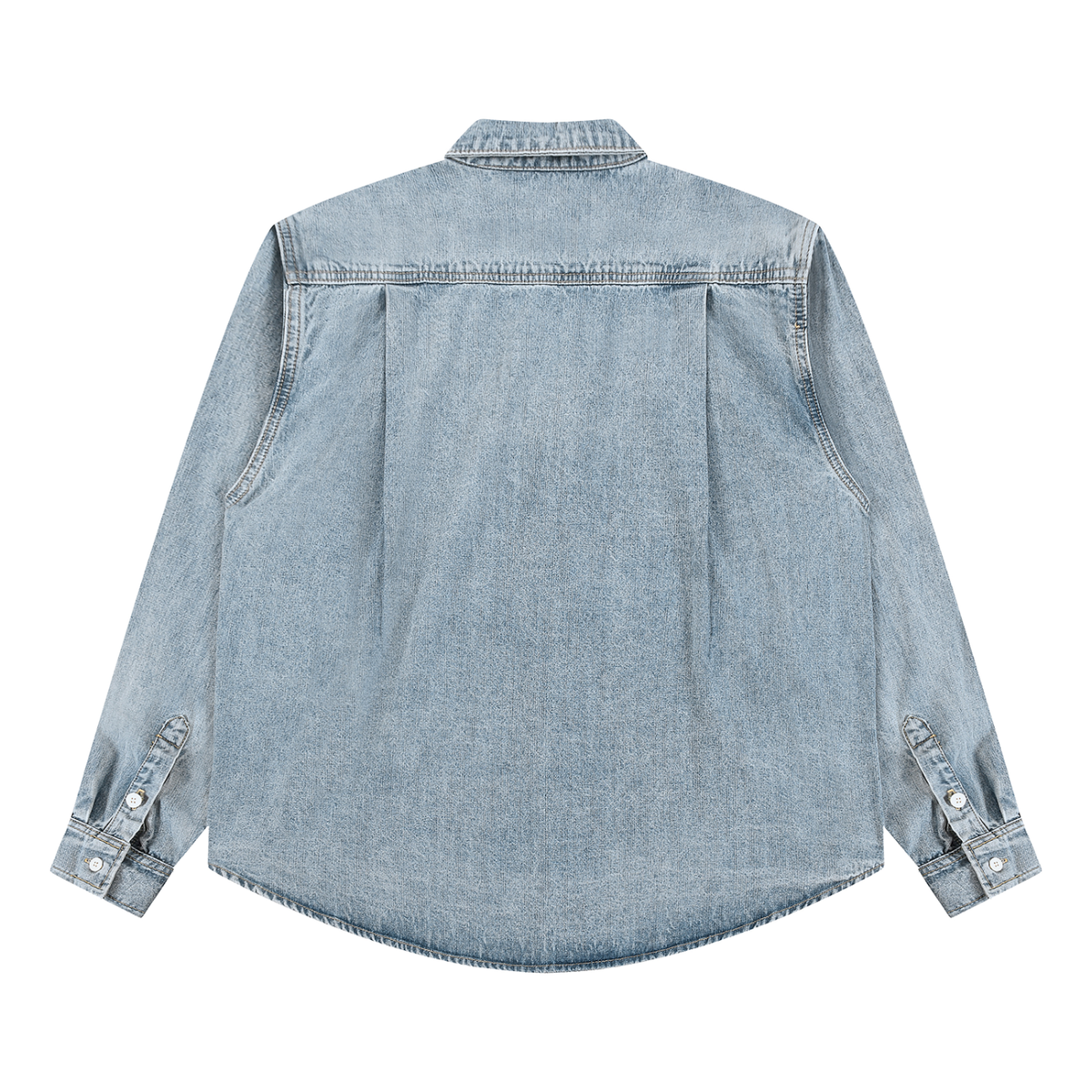 Unisex Vintage Wash Denim Shirt – Oversized Retro Button-Up Streetwear Denim Top