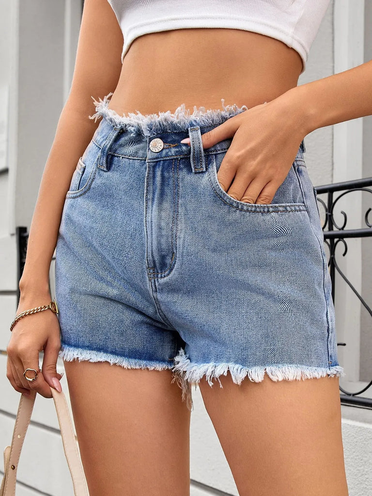 Washed Raw Hem Denim Shorts – MYN2O
