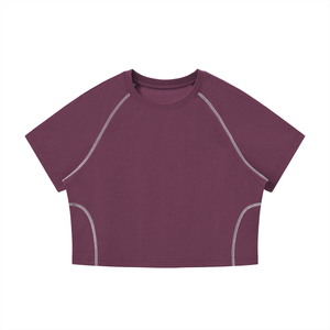 Women's Contrast Stitch Raglan Crop T-Shirt – Slim Fit Retro Crop Top