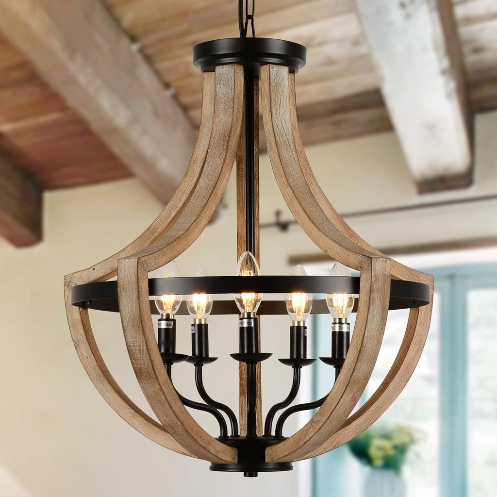 Solid Wood Modern Chandelier For Dining Room, Living Room, Kitchen