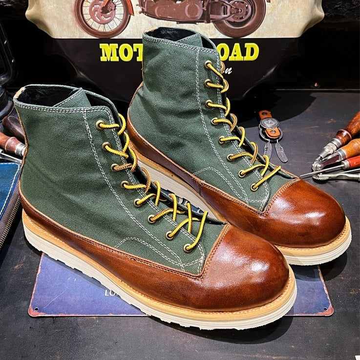 Vintage Leather Platform Worker Boot for Men – MYN2O