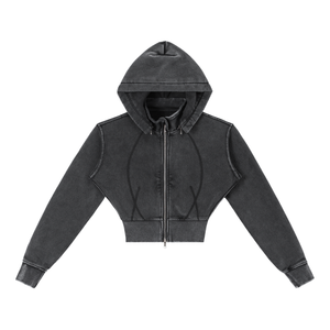 Vintage Washed Cropped Fleece Hoodie