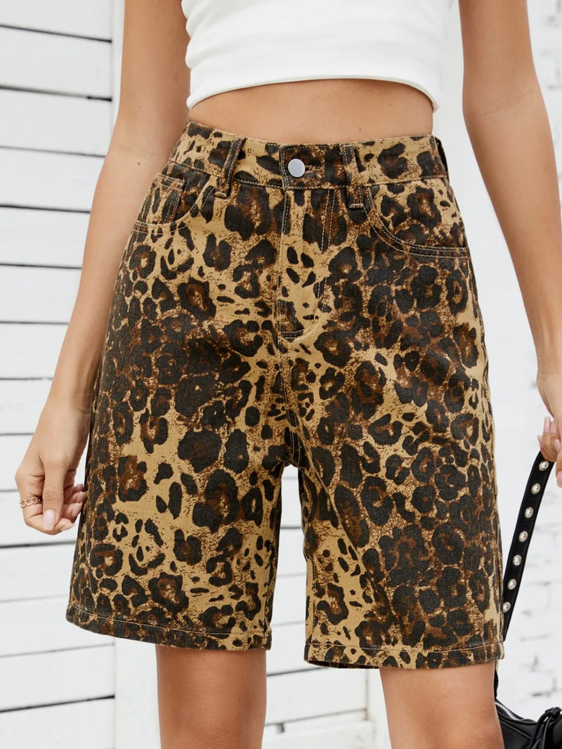 Leopard print high waist denim shorts – fierce summer fashion – MYN2O

