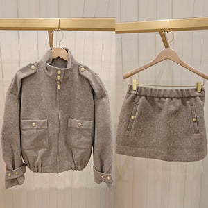 Women's Wool Jacket and Mini Skirt Set