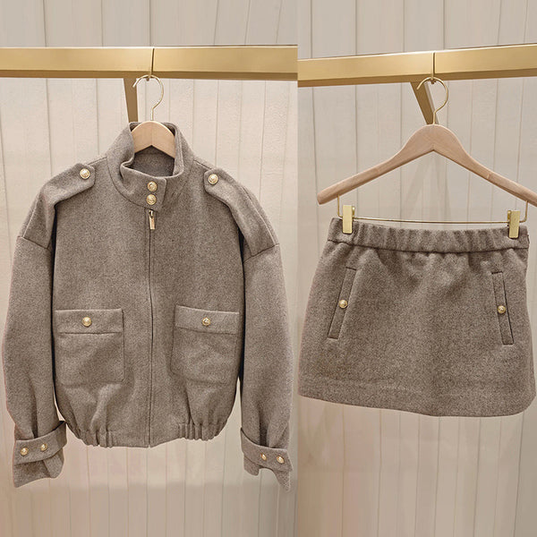 Women's Wool Jacket and Mini Skirt Set