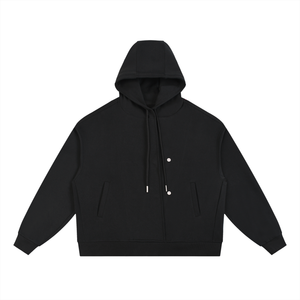 Boxy Button Placket Hoodie