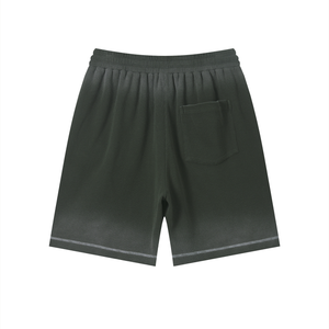 Unisex Vintage Sunfade Waffle Raw Hem Shorts – Oversized Streetwear Lounge Shorts