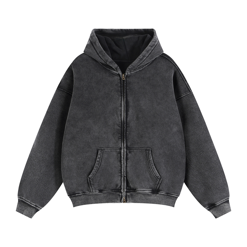 Zip-Through Boxy Fleece Hoodie