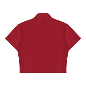 Women's Cropped Full-Zip Short Sleeve T-Shirt – Slim Fit Casual Zip-Up Top