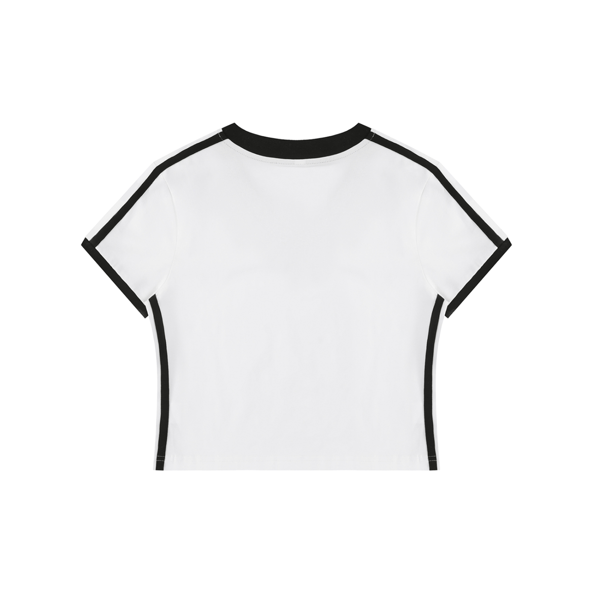 Women's Retro Binding V-Neck Crop T-Shirt – Slim Fit Vintage Crop Top