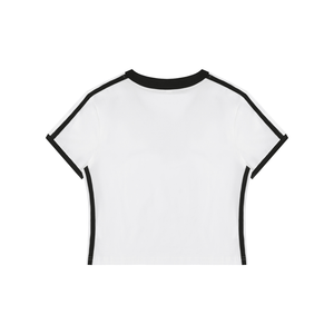 Women's Retro Binding V-Neck Crop T-Shirt – Slim Fit Vintage Crop Top