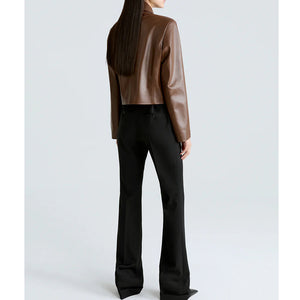 Womens Biker-style Lapel Leather Jacket