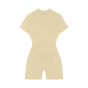 Women's Quarter Zip Short Sleeve Romper – Athletic One-Piece Activewear Jumpsuit