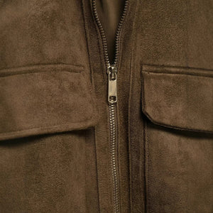 Retro Workwear Chic Comfortable Casual Stand-collar Zip-up Slim-fit Jacket With Pockets