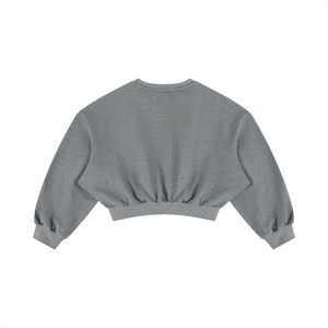 Women's Boxy Cropped Crewneck Sweatshirt – Oversized Casual Fleece Pullover