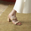 Summer New Open-toed Square Toe Ladies Lazy Shoes
