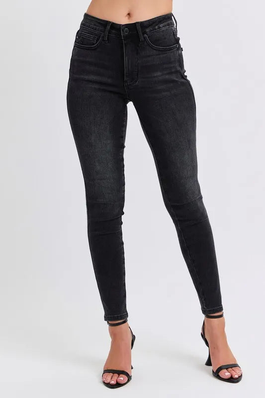 Judy Blue plus-size mid-rise tummy control skinny jeans in dark wash – MYN2O