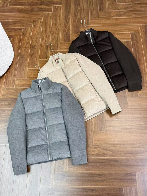 New Stylish Wool Knit Patchwork White Duck Down Jacket