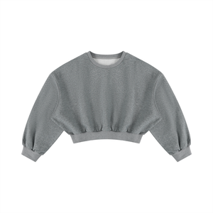 Women's Boxy Cropped Crewneck Sweatshirt – Oversized Casual Fleece Pullover