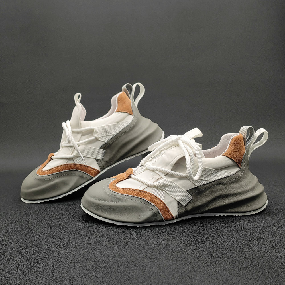 Men’s Thick Bottom Dad Shoes – Genuine Leather Bag Style Sneakers | MYN2O