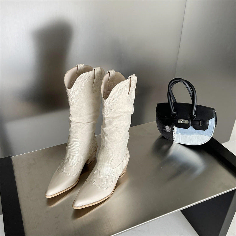 Mid Heel Retro Versatile Knight Fashion Boots
