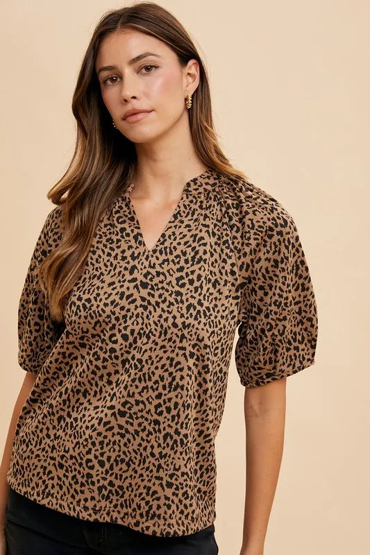 Annie Wear Animal Print Knit Volume Sleeve Blouse – MYN2O

