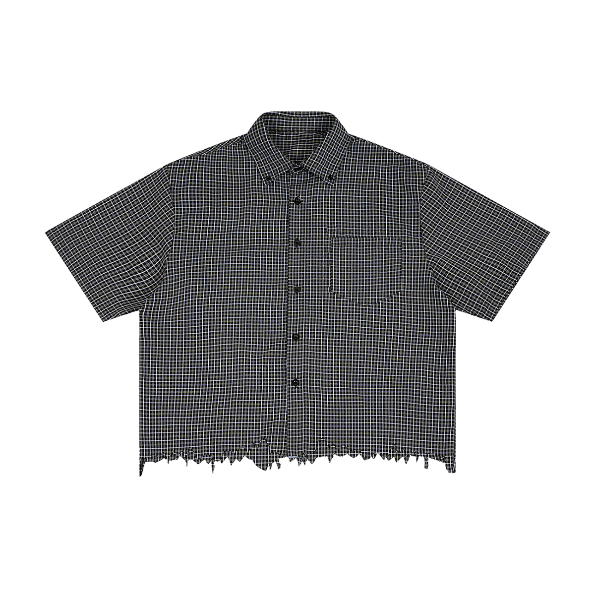 Unisex Distressed Plaid Boxy Shirt – Oversized Vintage Streetwear Flannel