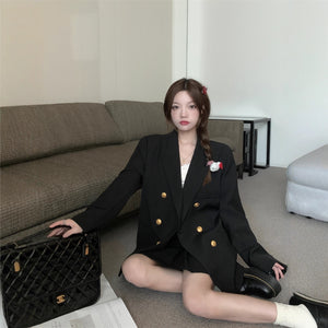 Stylish Gold-Button Loose Blazer For Women