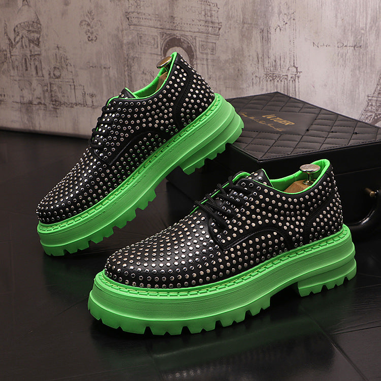 Men’s Rivet Leather Platform Casual Shoes – Fashion Design Footwear | MYN2O


