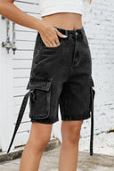 Washed cargo denim shorts with functional side pockets – MYN2O