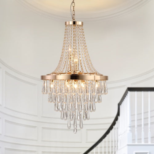 Golden Crystal Chandelier, Large Modern Luxury Chandelier For Living Room