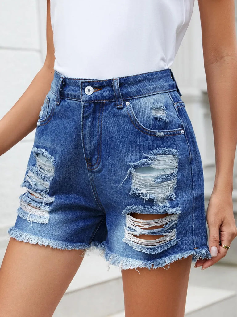 Distressed Raw Hem Denim Shorts – MYN2O