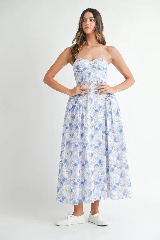 Mable Sweetheart Neckline Floral Printed Midi Dress – MYN2O