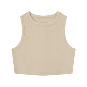 Women's Tight Crew Neck Crop Tank Top – Slim Fit Essential Sleeveless Top