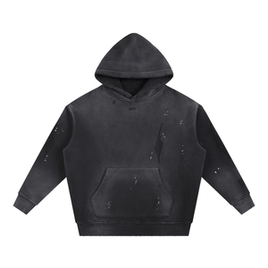Vintage Washed Frayed Fleece Hoodie