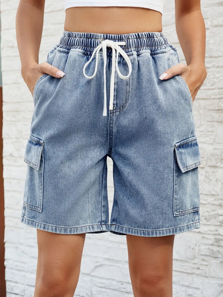 Drawstring Denim Shorts with Pockets – MYN2O