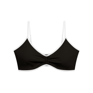 Women's Color Block Ruched V-Neck Sports Bra – Medium Support Activewear Bra