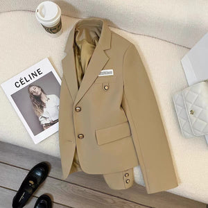 Black Short Suit Coat Women's Small Design College Leisure