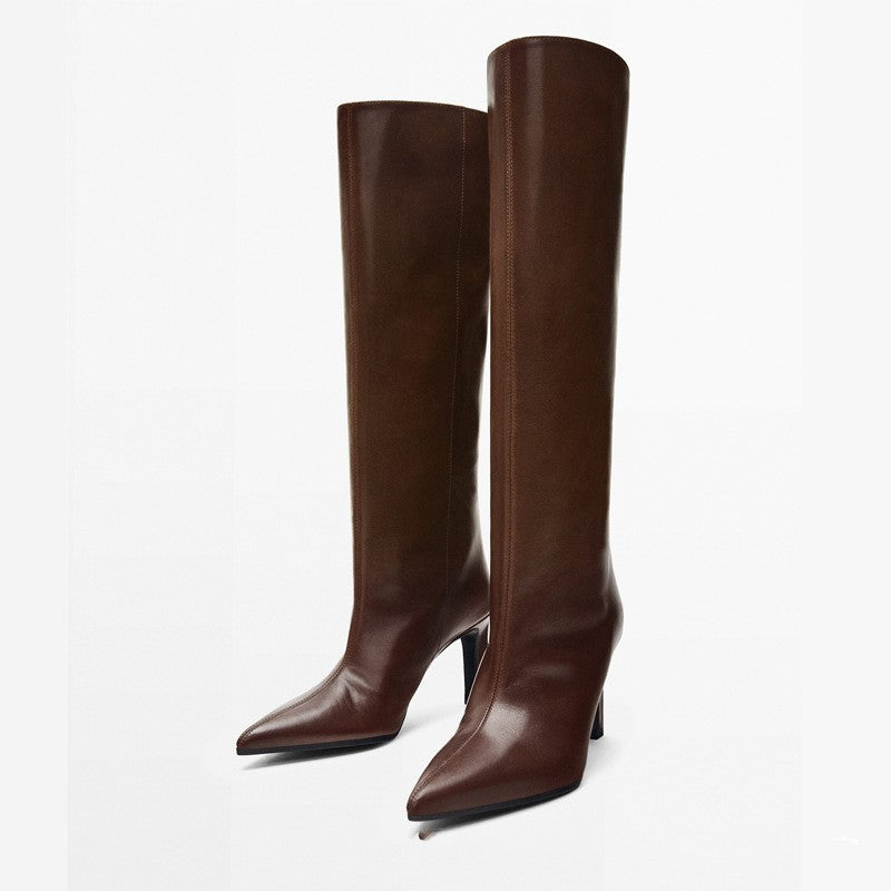 Leather High Heel Casual and Comfortable Pointed Toe Knight Boots | MYN2O
