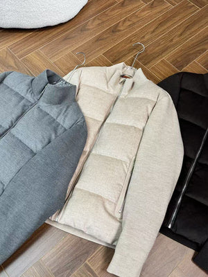 New Stylish Wool Knit Patchwork White Duck Down Jacket