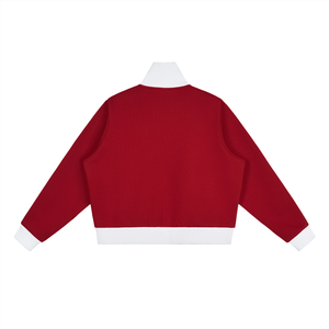Cropped Fleece Track Jacket with Contrast Side Stripes