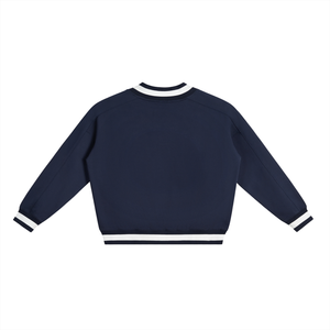 V-Neck Contrast Collar Boxy Sweatshirt