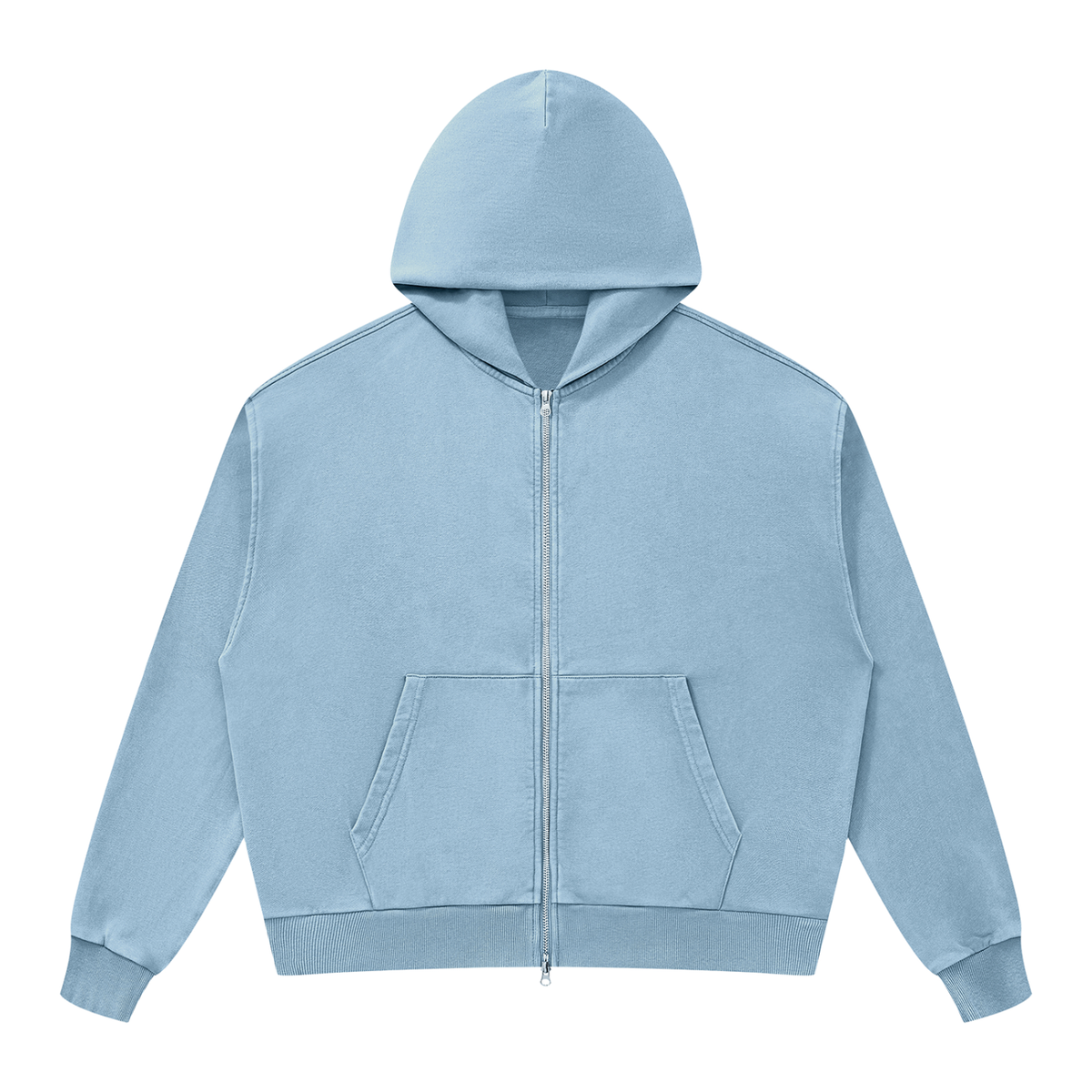 Unisex Mineral Wash Boxy Full Zip Hoodie