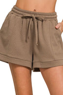 Zenana textured knit jacquard drawstring shorts – cozy everyday casualwear – MYN2O