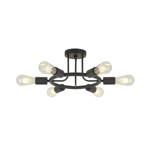 6 Lamps Modern Sputnik Lamp Semi Recessed Chandelier Black - MYN2O.COM  - null - Indoor Lighting - product_vendor - #product_price
