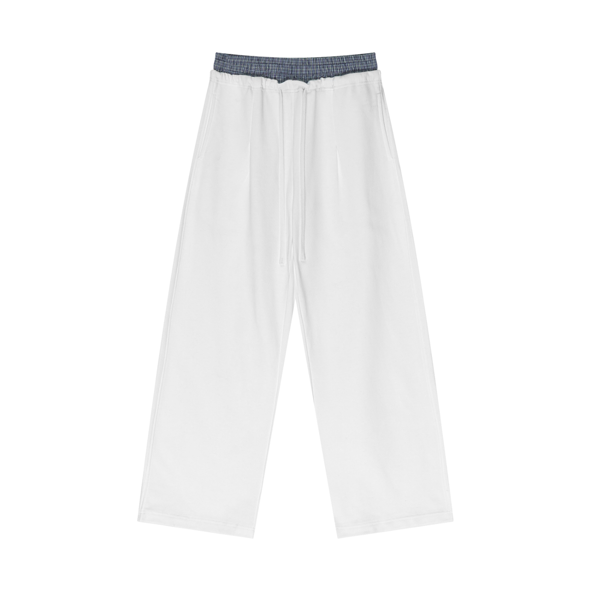 Plaid Contrast Waist Pants