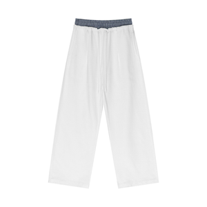 Plaid Contrast Waist Pants
